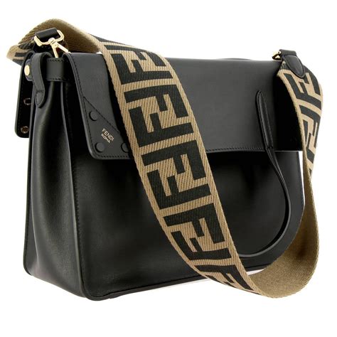 fendi leather shoulder bag|fendi bag with thick strap.